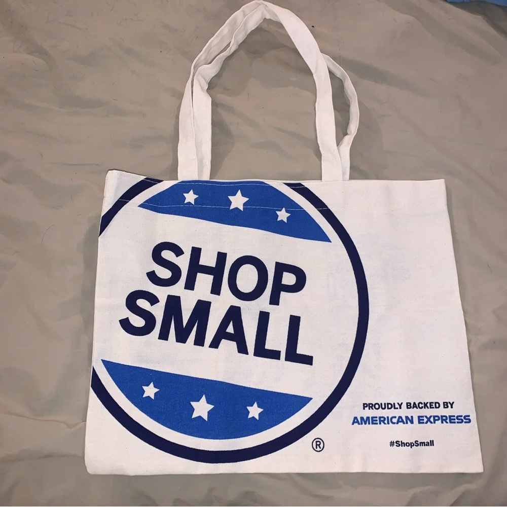 SHOP SMALL Canvas Tote Bag American Express 16.5” X 12.5” (2 designs on bag)